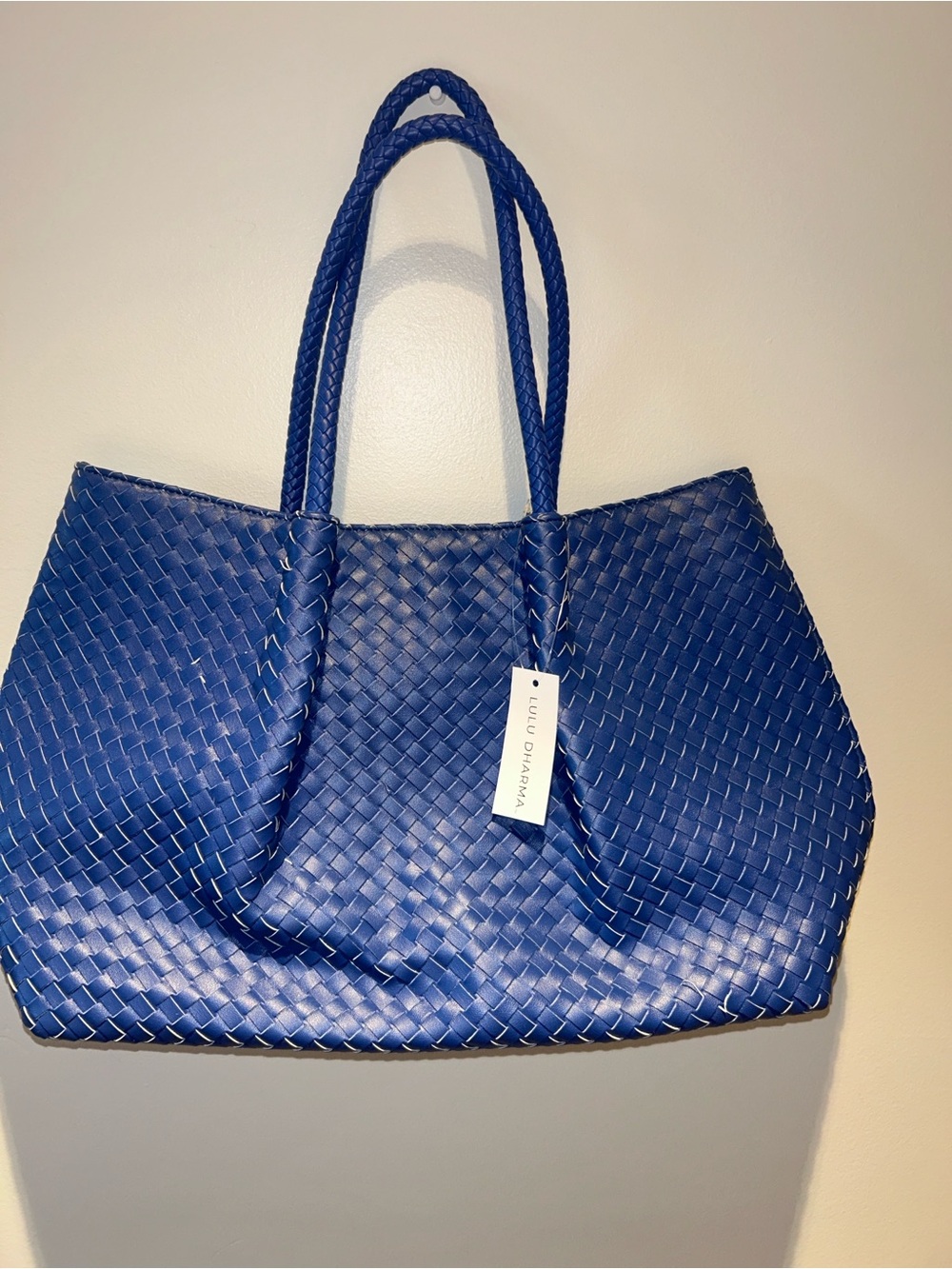 NWT LULU DHARMA Blue Woven Tote Bag